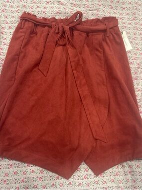 Women's Rust Paperbag Waist Tie Skirt